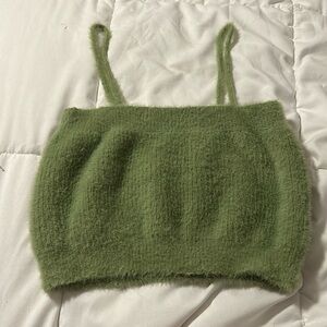 Fuzzy Green Crop Top